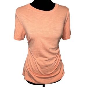 Travis Mathew Womens Short Sleeve Ruched Side Tee Peach Size Medium